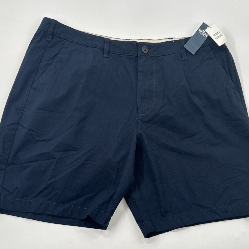 Hollister Mens Chino Shorts 38 Blue Epic Flex Beach Prep Flat Front 7 in NEW